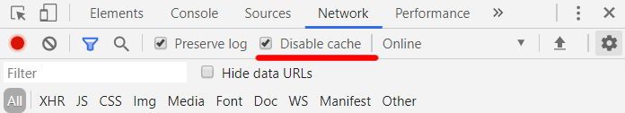 Check the disable cache option