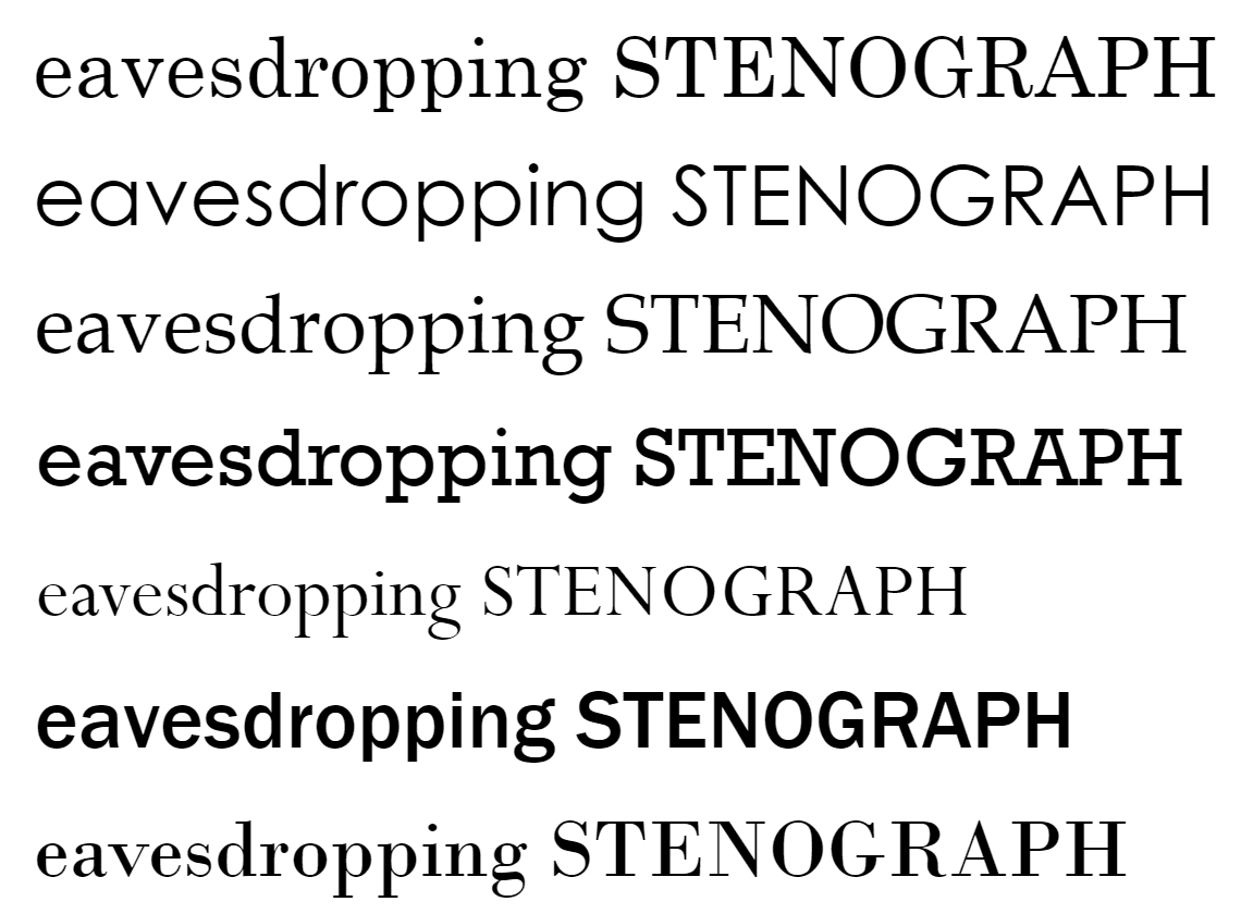 Specimens for typefaces bundled with office applications.